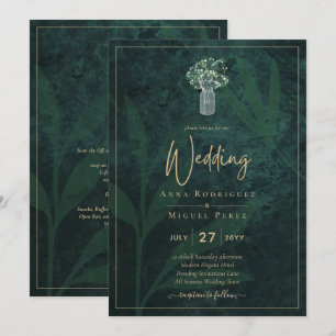 Convite de casamento Verde da Floresta LeahG Emera