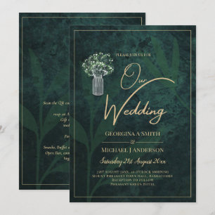 Convite de casamento Verde da Floresta LeahG Emera