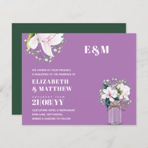 CONVITE DE CASAMENTO Verde de Magnolias Rosa Flora