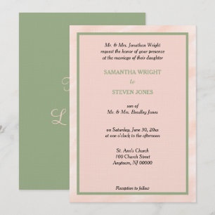Convite De Casamento Verde De Sage Em Água Espelh