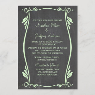 Convite de casamento verde do quadro do Flourish