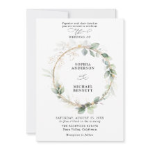 Convite de Casamento Verde e Dourado
