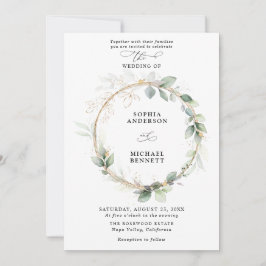Convite de Casamento Verde e Dourado