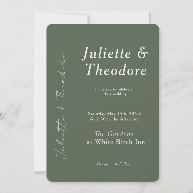 Convite de Casamento Verde Elegante (Frente)