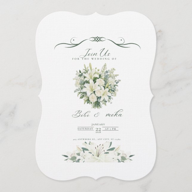 Convite de casamento verde elegante (Frente)