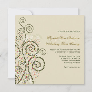Convite de casamento verde elegante elegante das