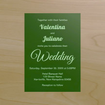 Convite de Casamento Verde Escuro Minimalista