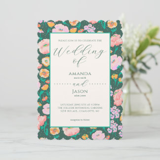 Convite De Casamento Verde Escuro Pintado