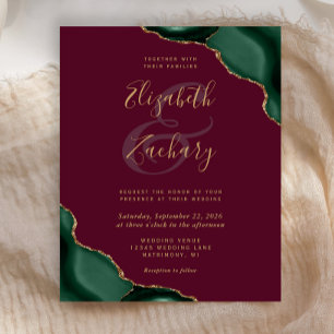 Convite de Casamento Verde Esmeralda com Cantos de