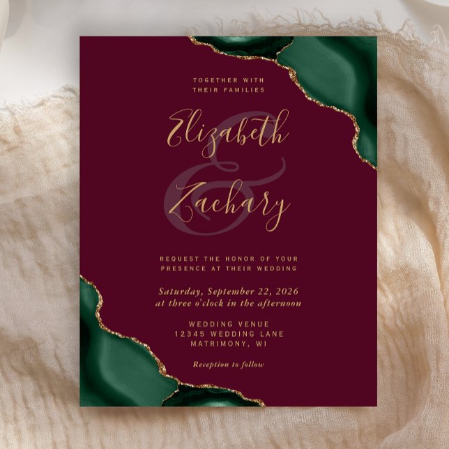 Convite de Casamento Verde Esmeralda com Cantos de (Criador carregado)