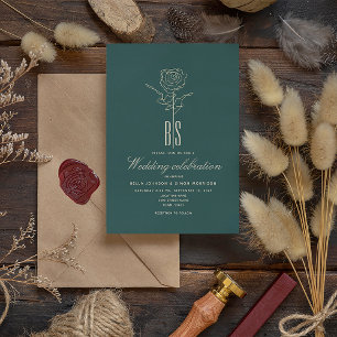 Convite de Casamento Verde Esmeralda Dourado Român