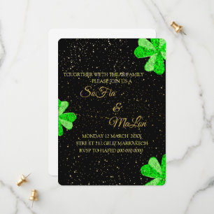 Convite de Casamento Verde Esmeralda e Dourado, Fo