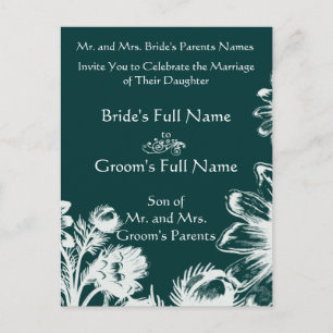 Convite de Casamento Verde Esmeralda Floral Vintag