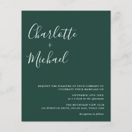 Convite de Casamento Verde Esmeralda Minimalista E