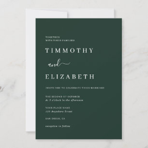 Convite de Casamento Verde Esmeralda Moderno