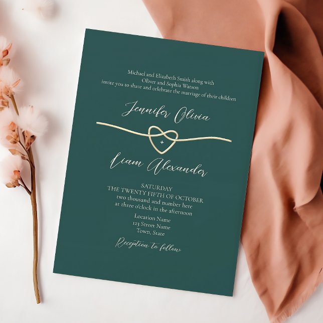 Convite de Casamento Verde Esmeralda Moderno (Criador carregado)