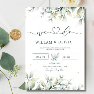 Convite de Casamento Verde Eucalipto Floral Casame