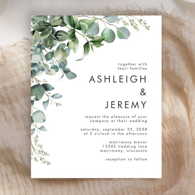 Convite de Casamento Verde Eucalipto Orçamento (Criador carregado)