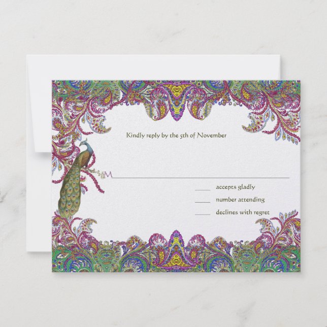 Convite de Casamento Verde Lima e Damasco Framboes (Frente)