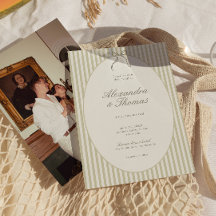 Convite de Casamento Verde Listra Caprichosa