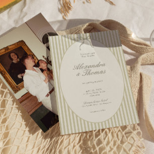 Convite de Casamento Verde Listra Caprichosa