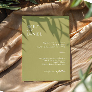 Convite de Casamento Verde Oliva Minimalista