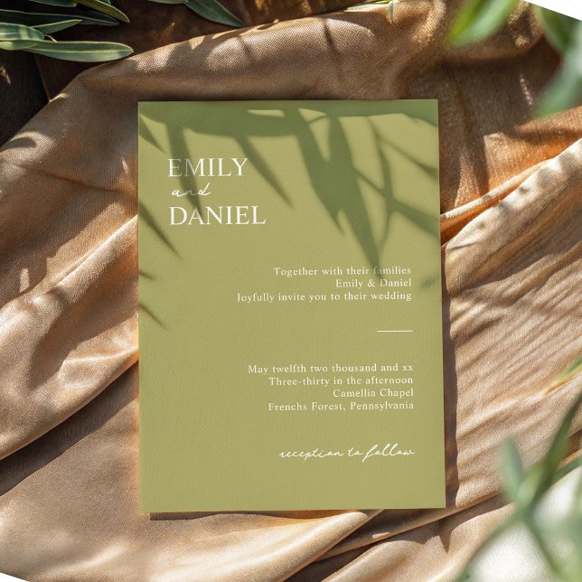 Convite de Casamento Verde Oliva Minimalista (Criador carregado)