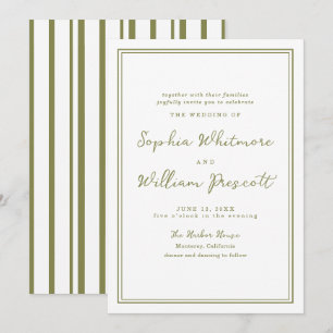 Convite de Casamento Verde Oliva Terroso Moderno