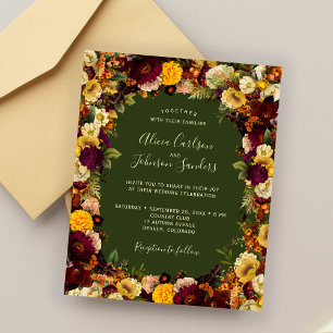 Convite de casamento verde orçamento floral outono