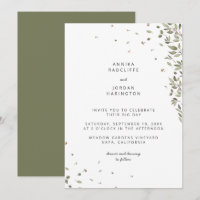 Convite de Casamento Verde Orgânico Minimal Modern