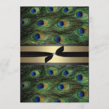Convite de Casamento Verde Pavão e Dourado