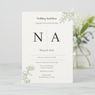 Convite de Casamento Verde Sage