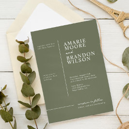 Convite de Casamento Verde Sage com Tipografia Min
