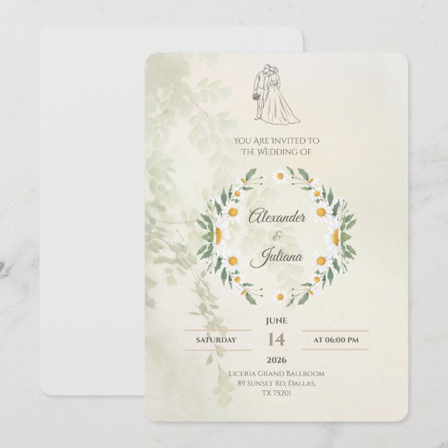 Convite de Casamento Verde Sage | Elegante Moderno (Frente/Verso)