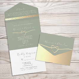 Convite de Casamento Verde Sage Minimalista