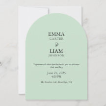 Convite de Casamento Verde Sage Minimalista Elegan