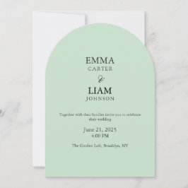 Convite de Casamento Verde Sage Minimalista Elegan