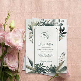 Convite de Casamento Verde Sage Verdejante Botânic