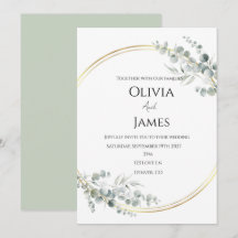 Convite de casamento verde sálvia