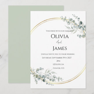 Convite de casamento verde sálvia