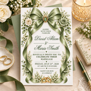 Convite de casamento verde sálvia