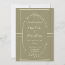 Convite de Casamento Verde Sálvia Elegante