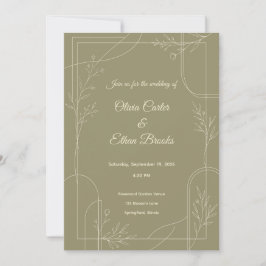 Convite de Casamento Verde Sálvia Elegante