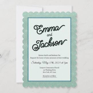 Convite de Casamento Verde, Simples e Moderno