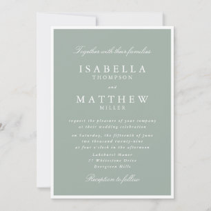 Convite de Casamento Verde Suave com Moldura