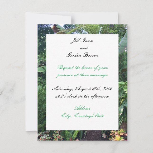 Convite de Casamento Verde Tropical (Frente)