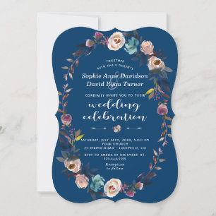 Convite de casamento Vermelhidão Floral Cor-de-R