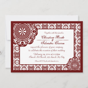 Convite de casamento Vermelho Árabe, 5x7