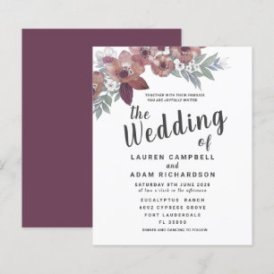 Convite de Casamento Vermelho Burgundy Rústico Eco