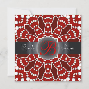 Convite de Casamento Vermelho e Branco Alternativo